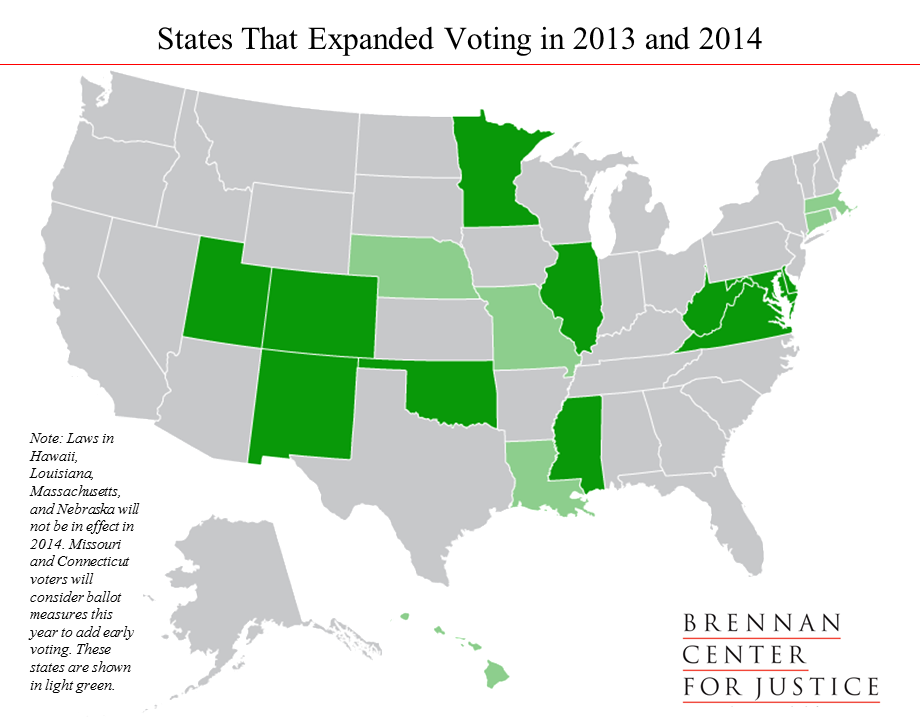 States that Expaded Voting in 2013 and 2014