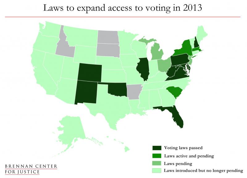 Laws to expand access to voting in 2013