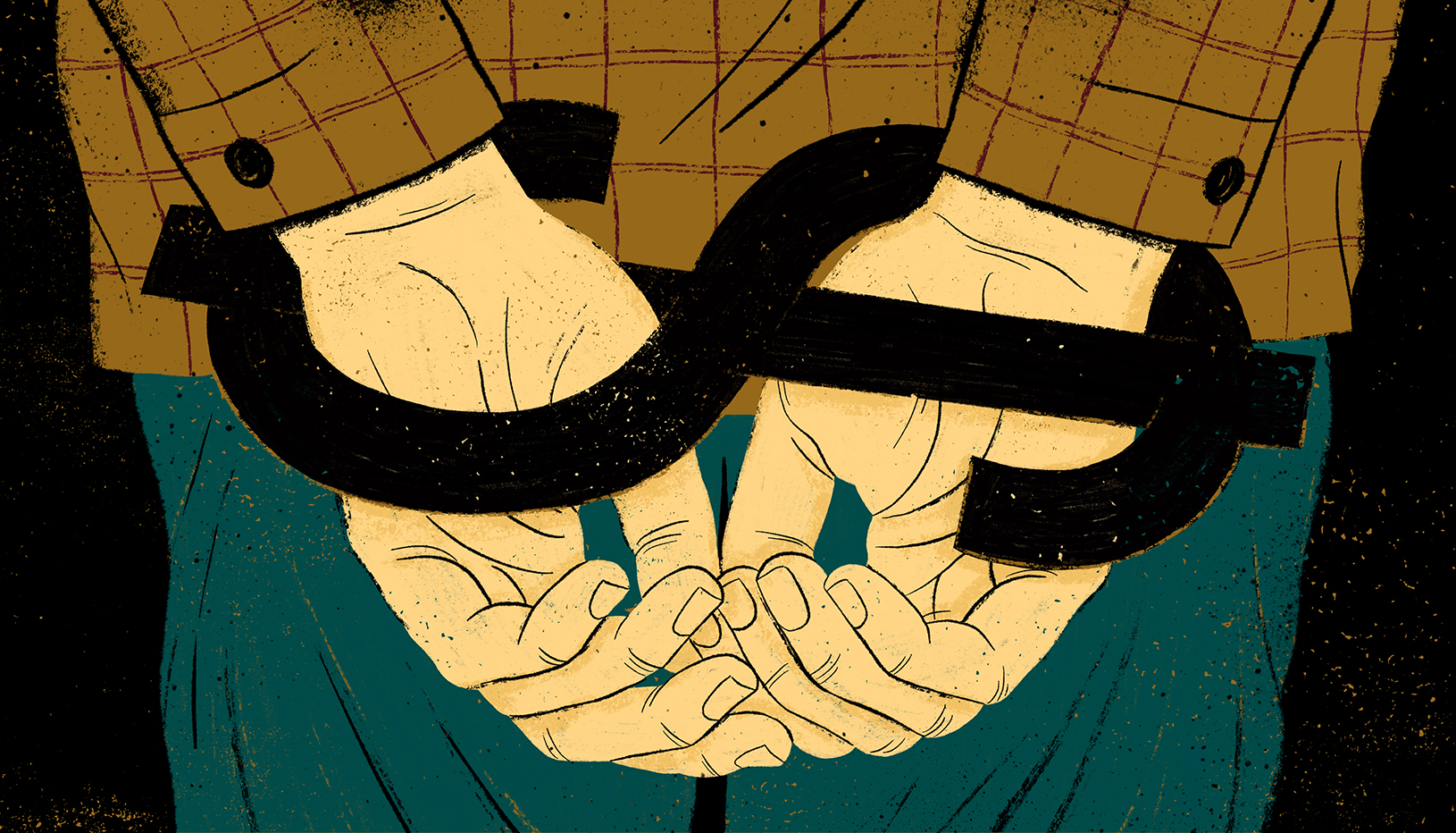 Illustration of hands locked in a dollar sign