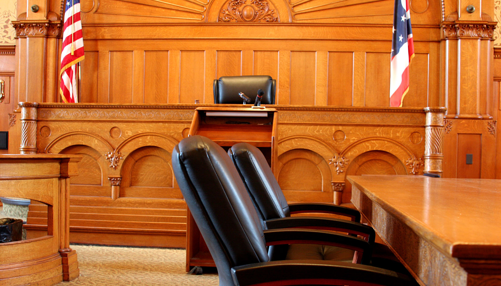 View of an empty courthouse in the United States