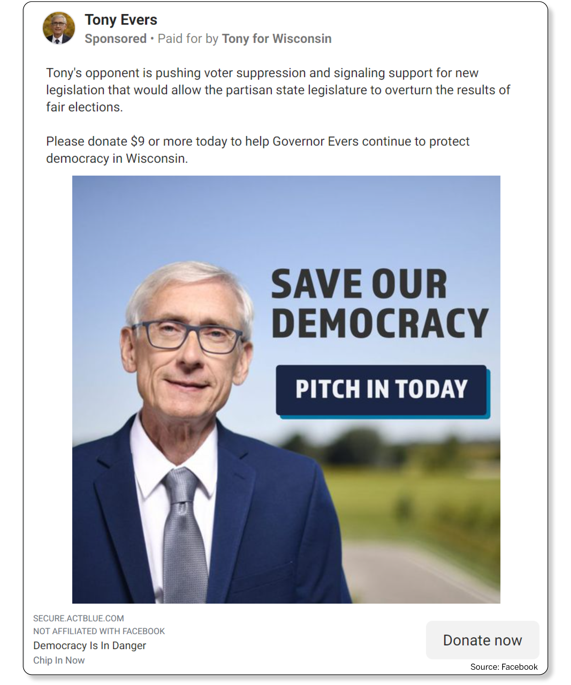 Tony Evers Facebook ad