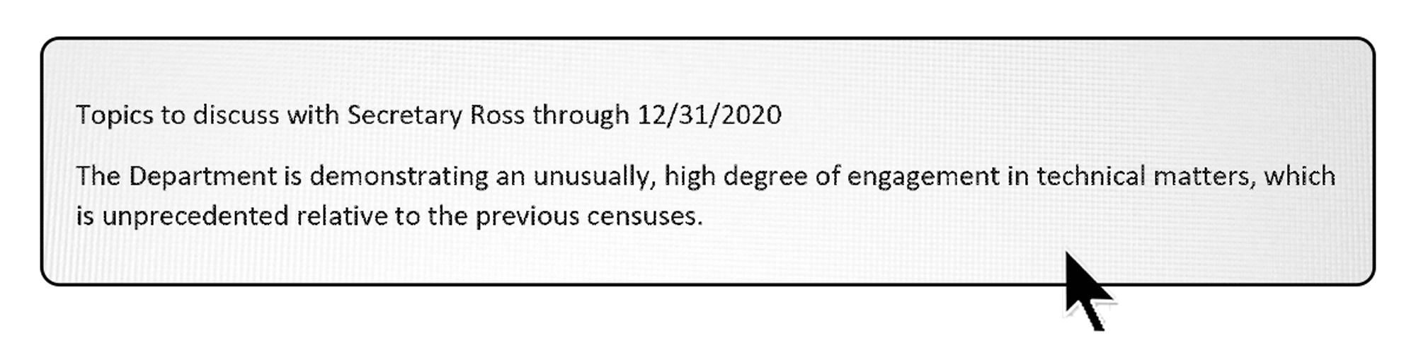 Excerpt from Census Bureau email