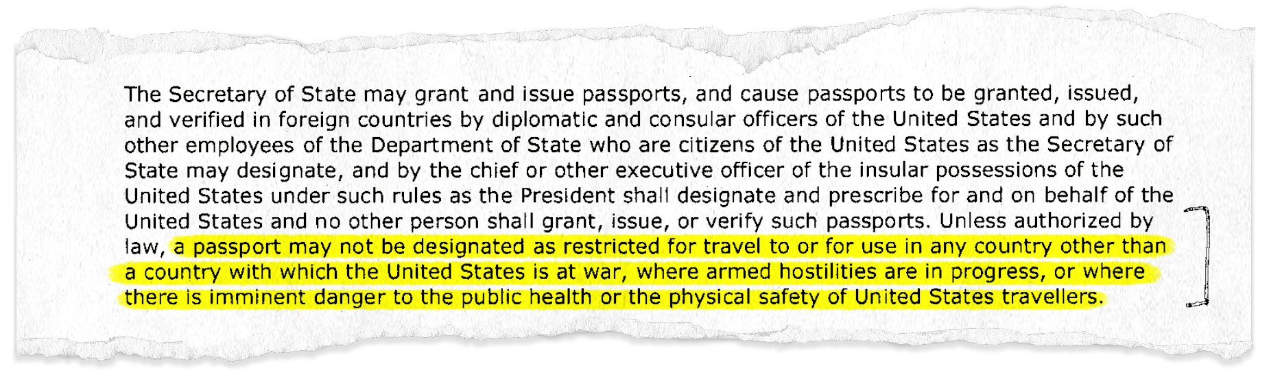 Highlighted portion of government document