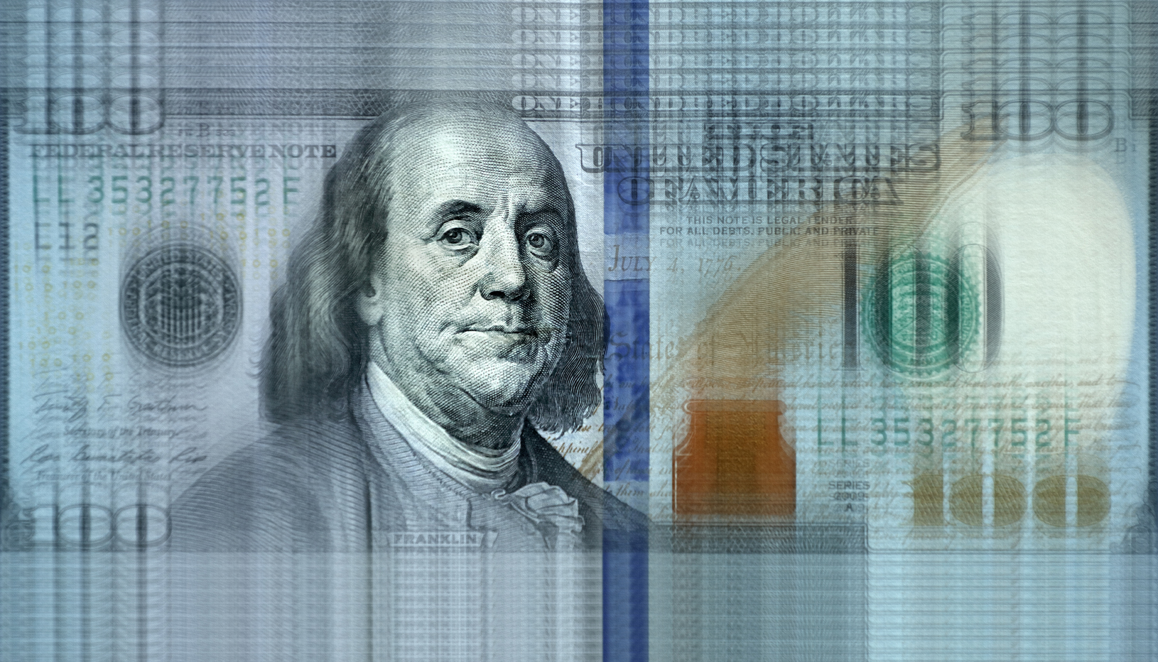Blurred image of $100 bill