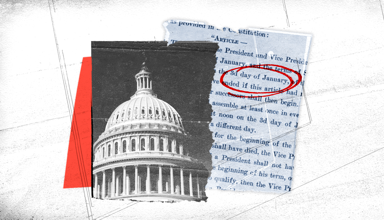 Graphic of Capitol building and 20th Amendment text