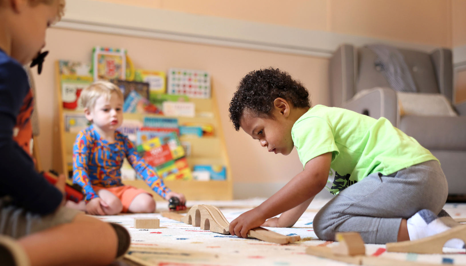 Children playing inside a daycare.