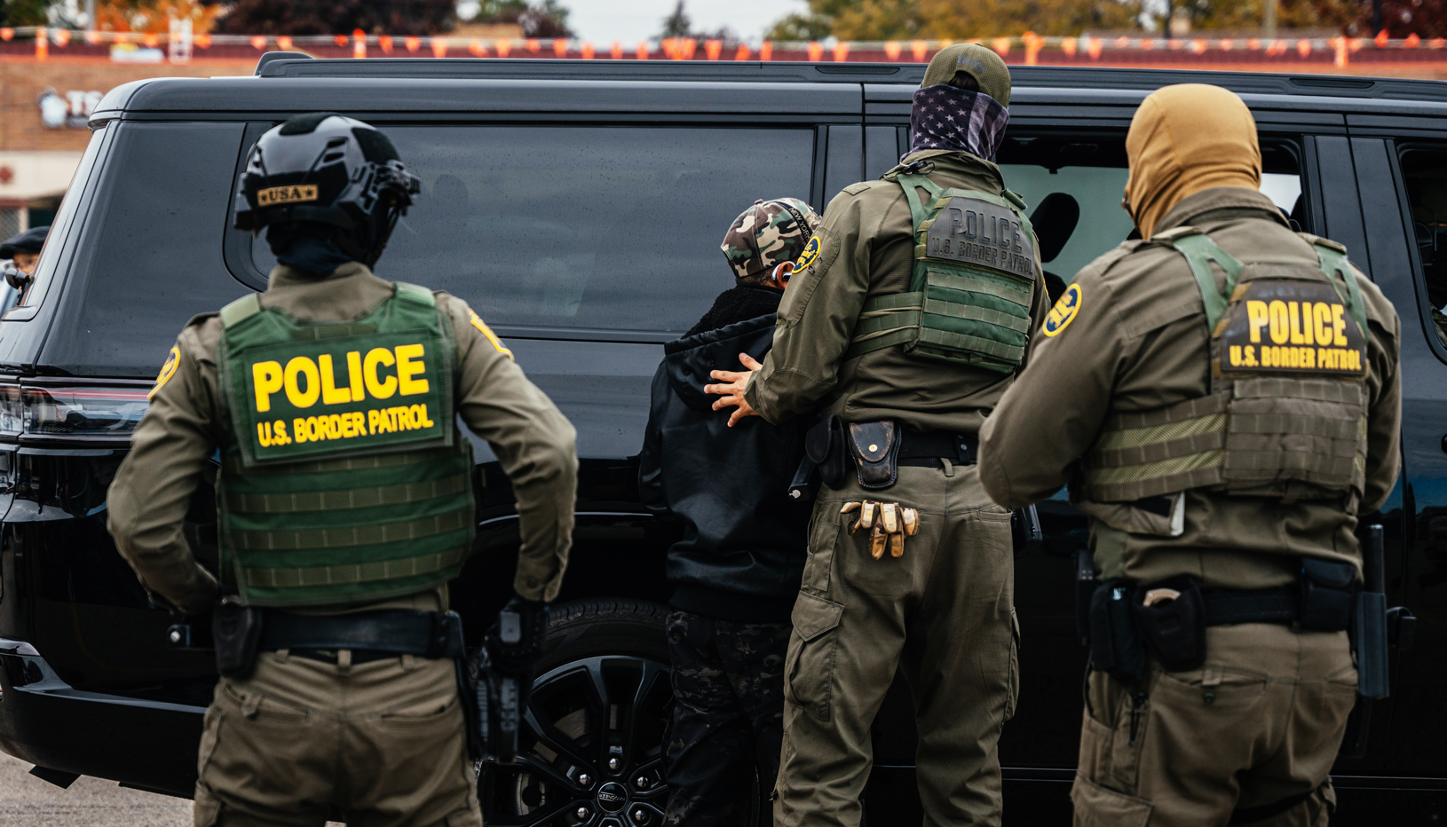 Border Patrol agents conduct an arrest in Chicago.