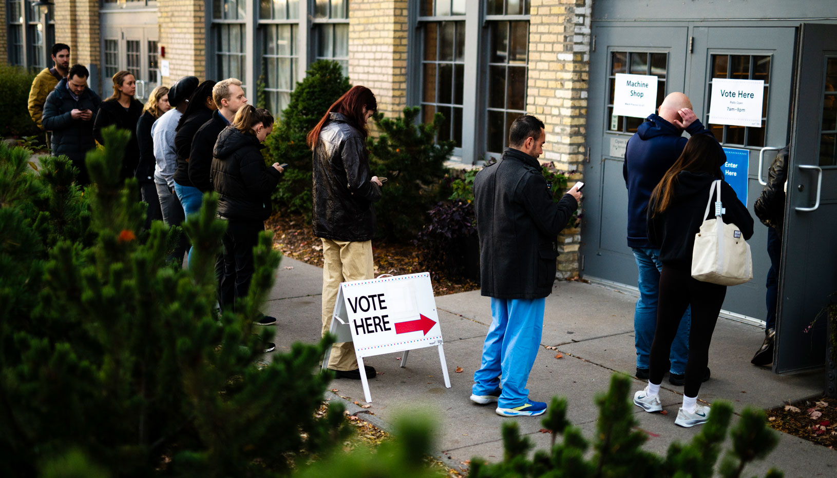 Line of people waiting to vote