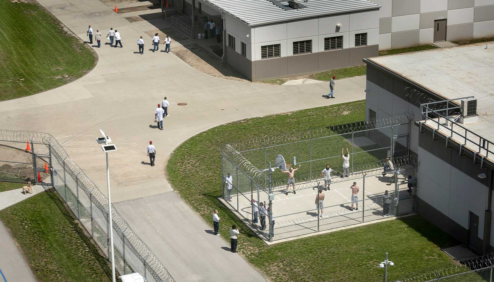Aerial view of a rural prison