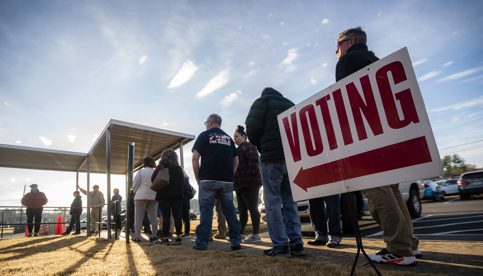 Voters in line at polling place