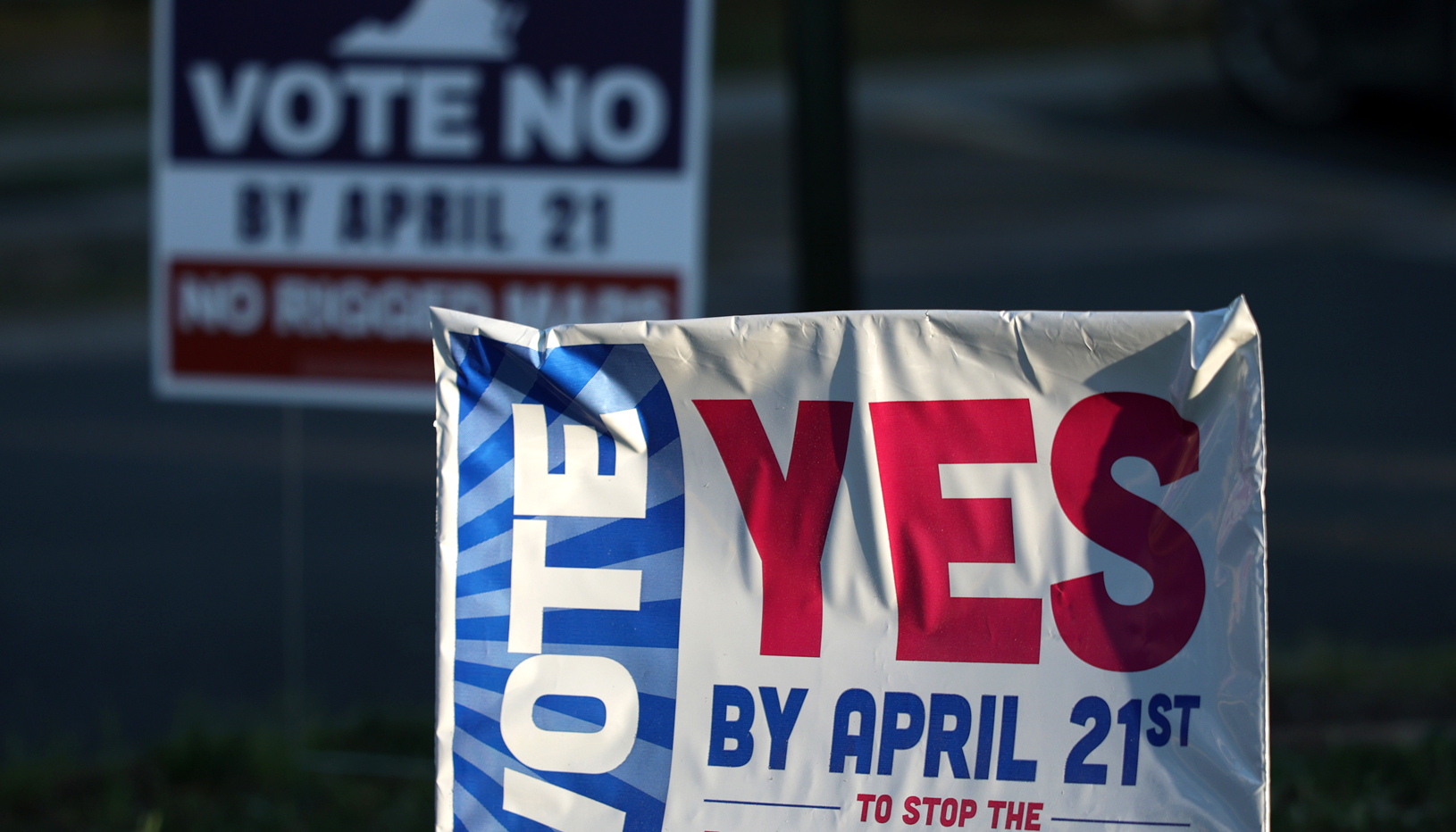 Signs from Virginia redistricting election