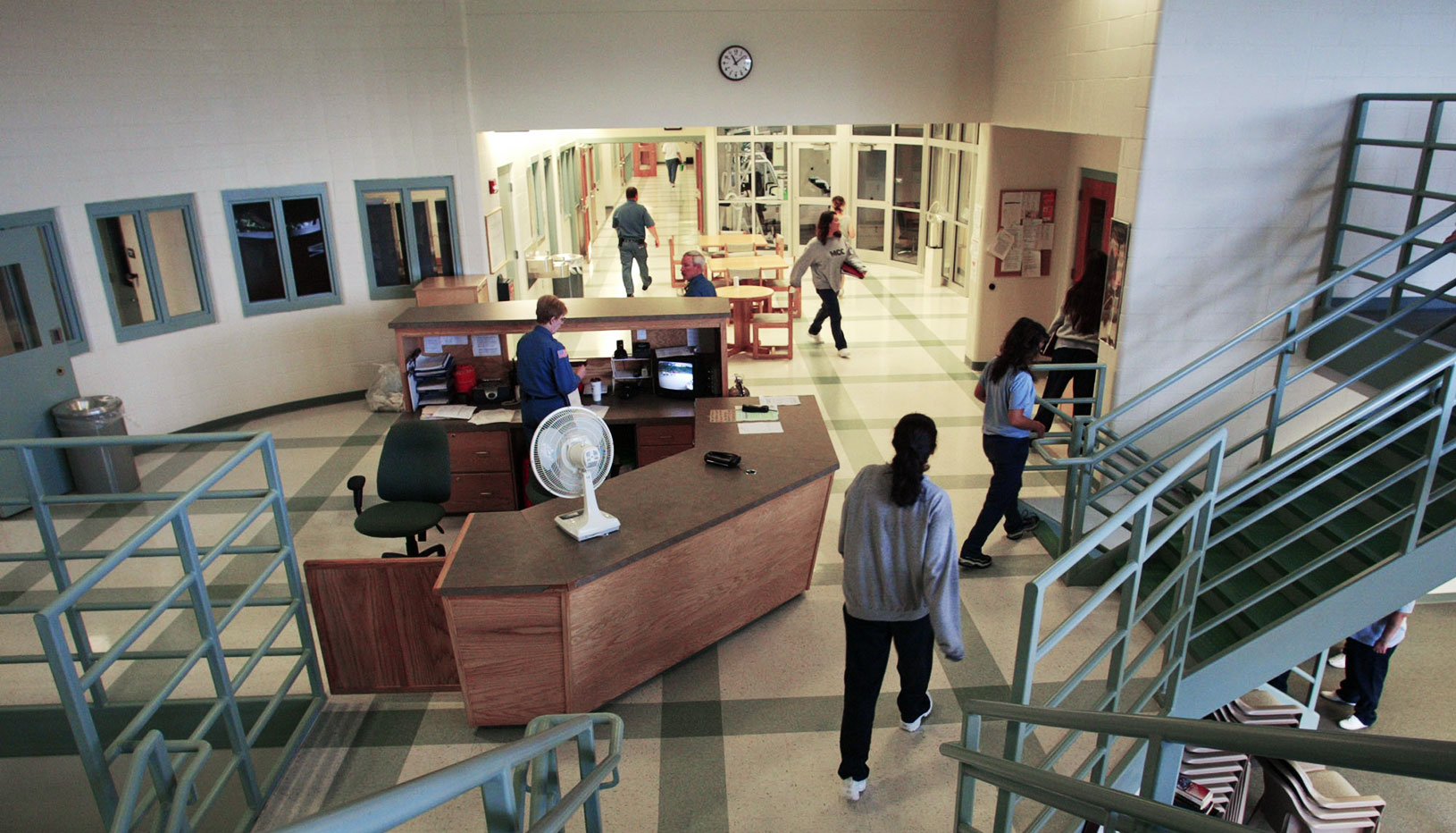 Photograph inside Maine correctional facility common space
