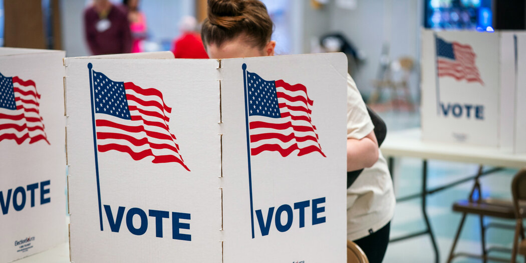 Voting booths at a US polling station