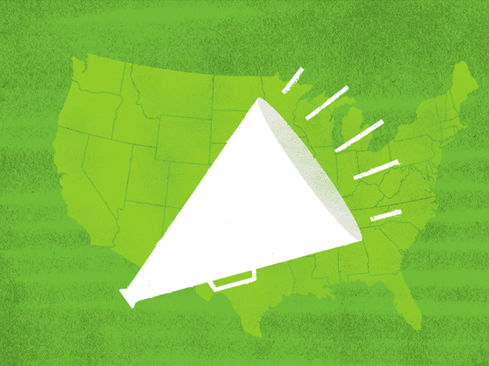 Megaphone unites states map AVR Automatic voter registration