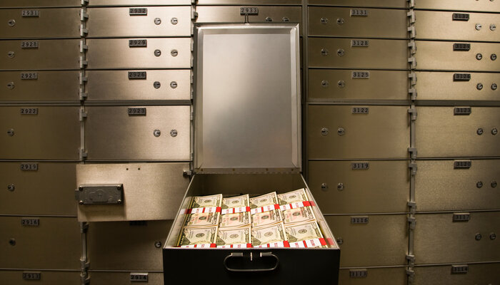 Safe deposit boxes full of cash