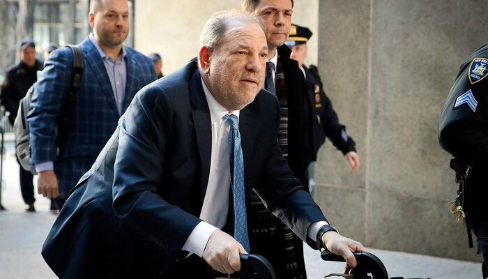 Harvey Weinstein outside courthouse