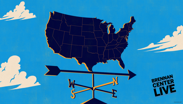 a graphic of the United States on top of a weathervane