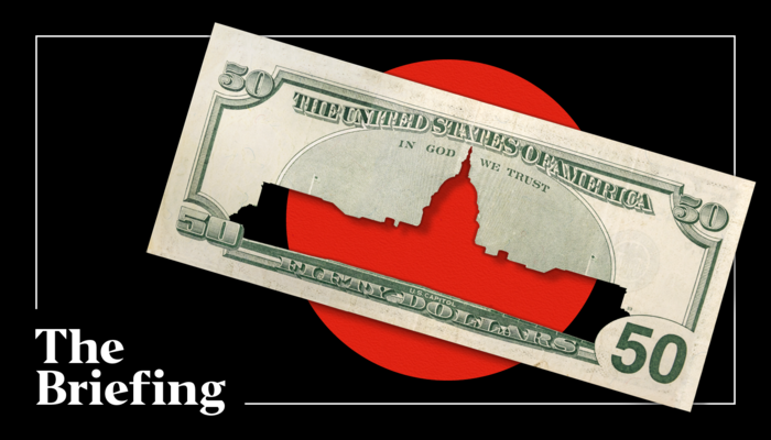 Illustration of paper money and Congress