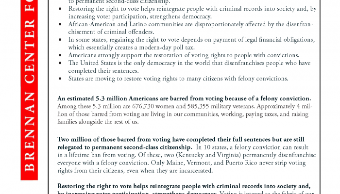 Factsheet on Restoring Voting Rights | Brennan Center for Justice