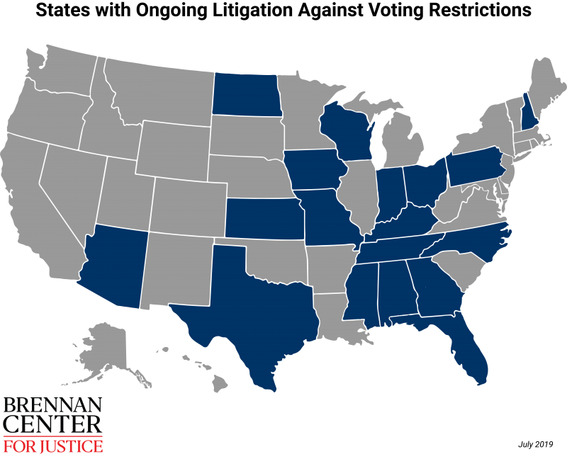 Map showing litigation