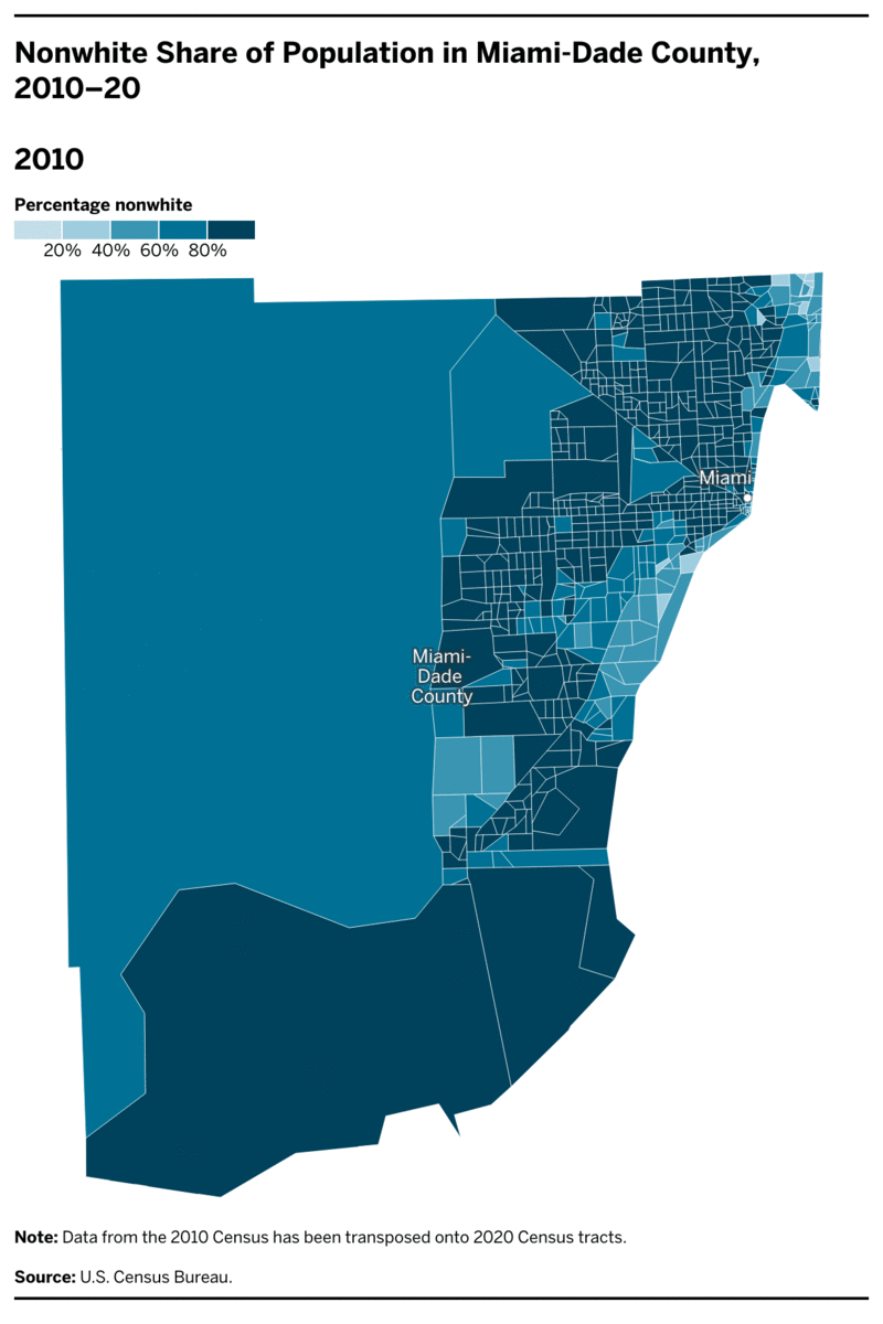 Nonwhite Share of Population in Miami-Dade County, 2010–20