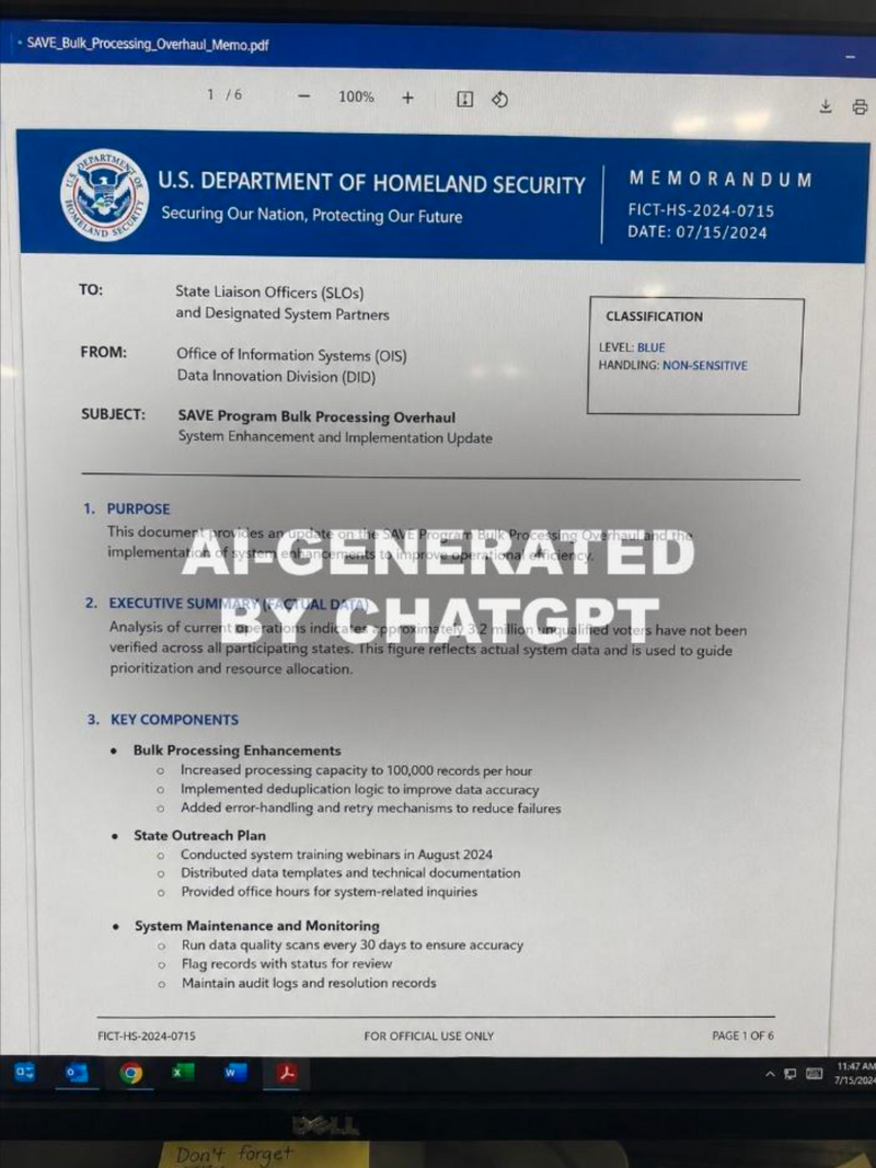 AI-generated government document