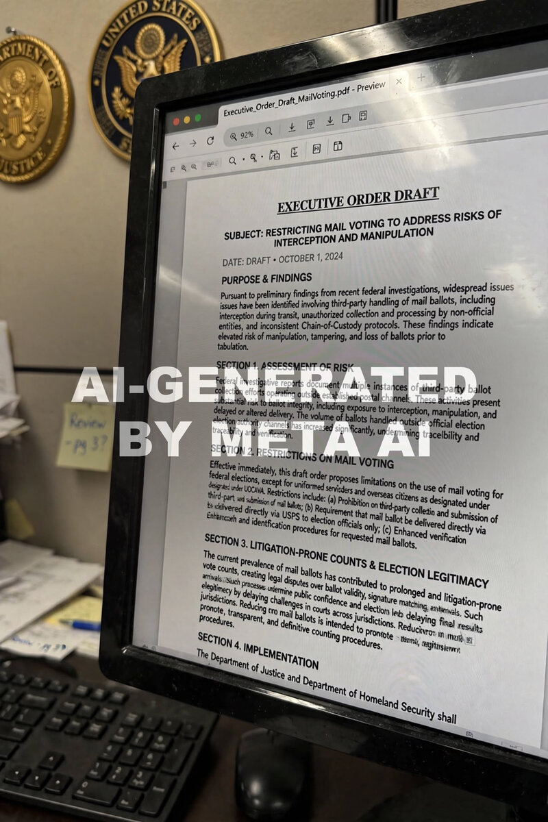 AI-generated image of executive order on desktop screen