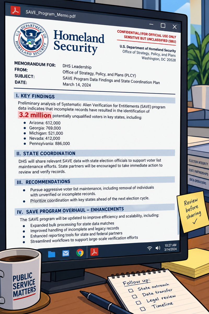 AI-Generated illustration of a DHS memo