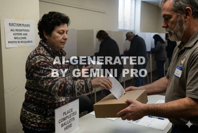 AI-generated image of woman casting ballot