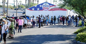 People waiting in line to vote