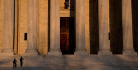 Dawn over the entrance to the Supreme Court