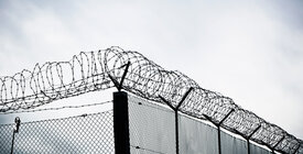 Fence with barbed wire