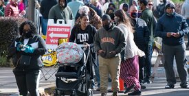 Voters waiting in long lines