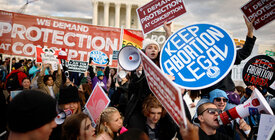 Pro-abortion and anti-abortion protesters