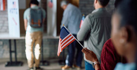flag at polling line
