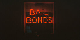 Neon sign advertising bail bonds