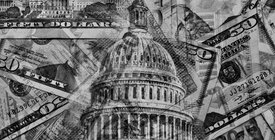 Capitol Building overlaid with $50 bills