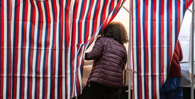 Voter at a polling place