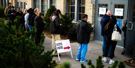 Line of people waiting to vote