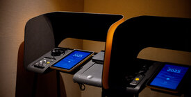 Two empty voting booths