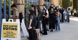 Voters in line at the polls.