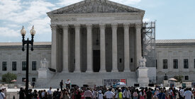 Protesters outside the Supreme Court building