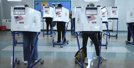 Voters at voting booths