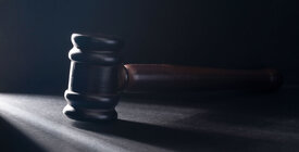 Gavel in a dark room