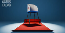Voting booth on red carpet