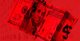 $100 bill with red filter