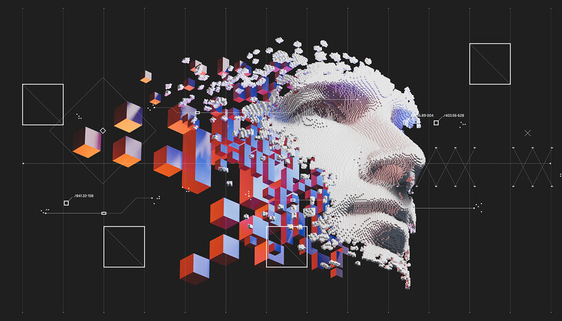 Dissolving Pixelated Face