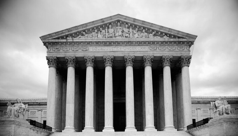 Black and white photograph of Supreme Court