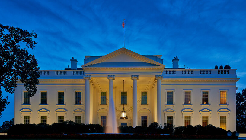 The White House at night