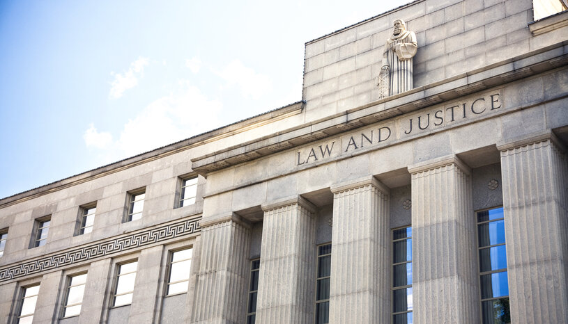 Courthouse with Law and Justice lettering